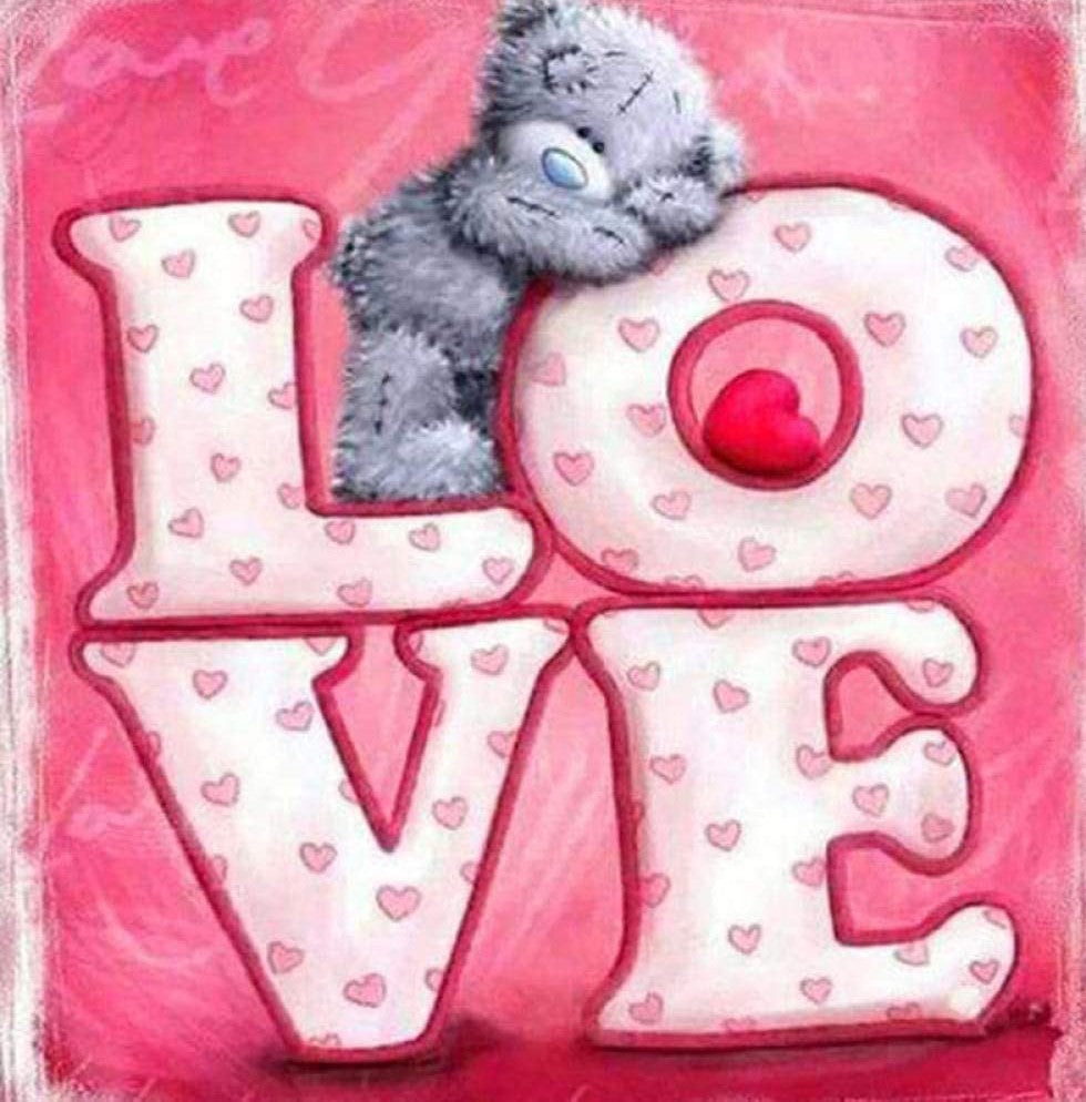 Liefde met beertje diamond painting ontwerp