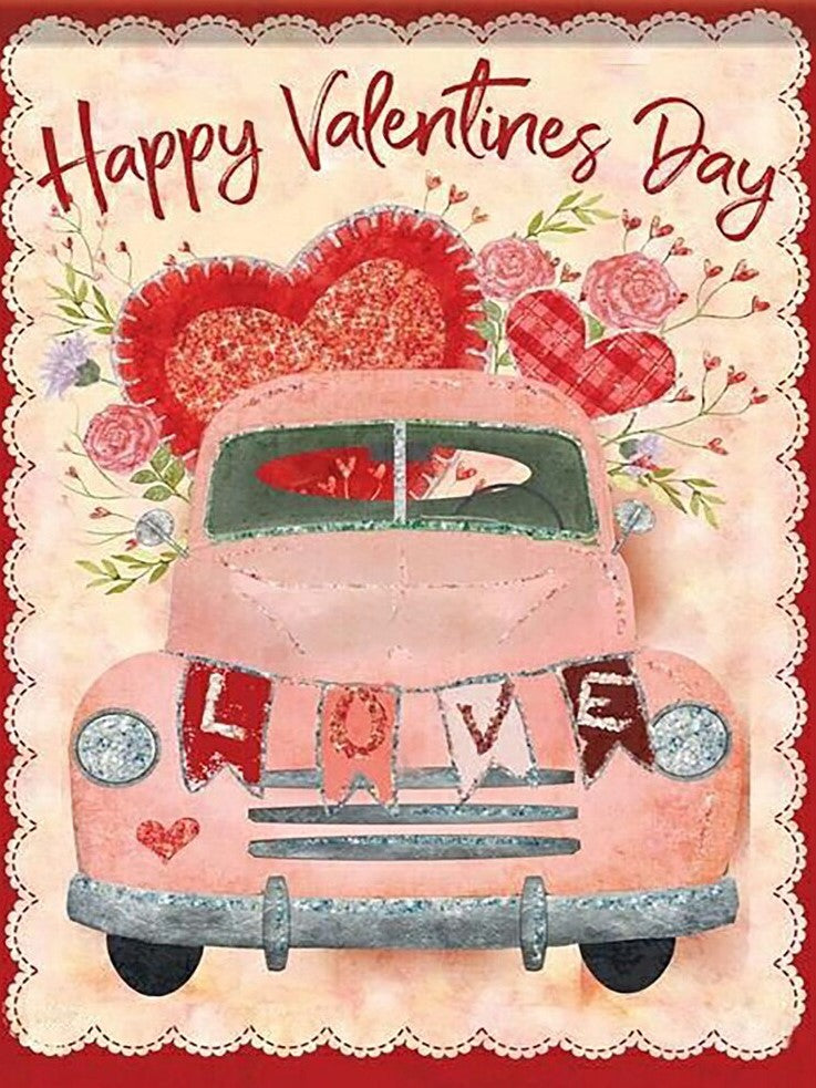 Fijne valentijnsdag met de auto diamond painting ontwerp