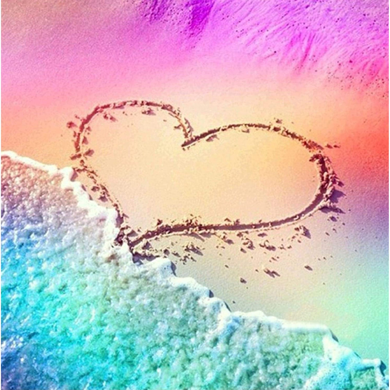 Hart in het zand diamond painting ontwerp