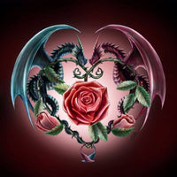 Thumbnail for Draken verliefd met roos diamond painting ontwerp