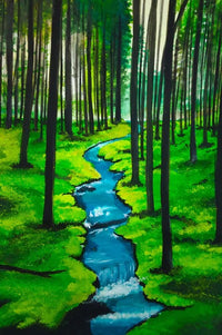 Thumbnail for Diamond Painting Blauwe stroom in de jungle met Ronde steentjes 100x70cm - Beste Kwaliteit