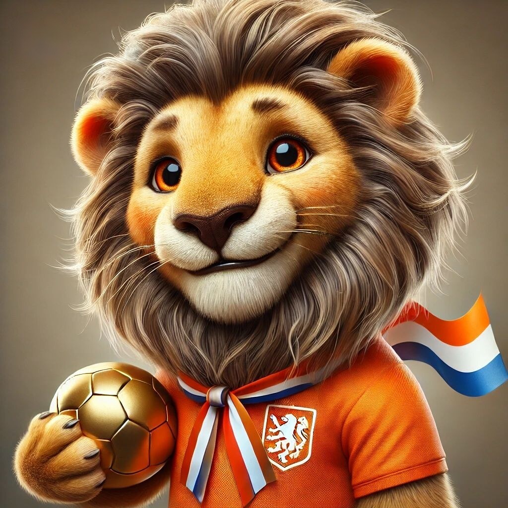 Diamond Painting Nederland oranje leeuwtje met Ronde steentjes 100x100 - Beste Kwaliteit