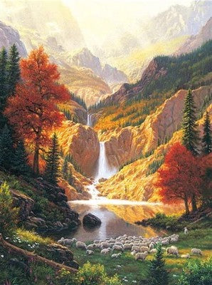 Diamond Painting Waterval met Ronde steentjes 80x100cm - Beste Kwaliteit