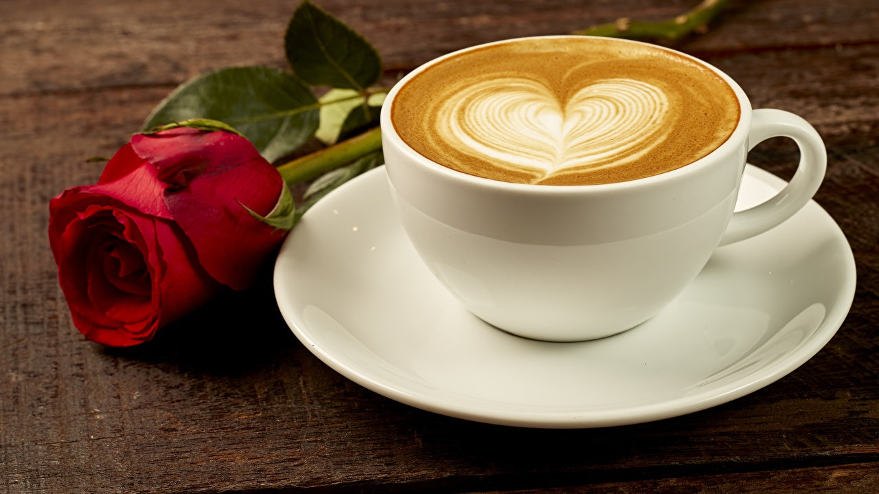 Koffie met Roos diamond painting ontwerp