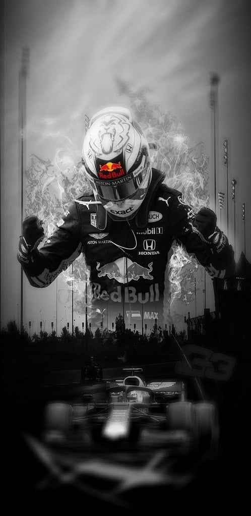 Diamond Painting Max Verstappen zwart wit met Ronde steentjes 100x55cm - Beste Kwaliteit