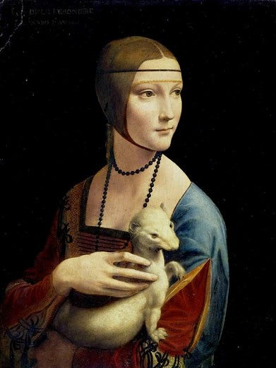 Diamond Painting Dame met Hermelijn van Leonardo da Vinci met Ronde steentjes 80x100cm - Beste Kwaliteit