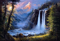 Thumbnail for Diamond Painting Bergen Waterval Boom met Ronde steentjes 100x70cm - Beste Kwaliteit