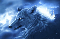 Thumbnail for Diamond Painting Spookachtige wolf met Ronde steentjes 100x70cm - Beste Kwaliteit