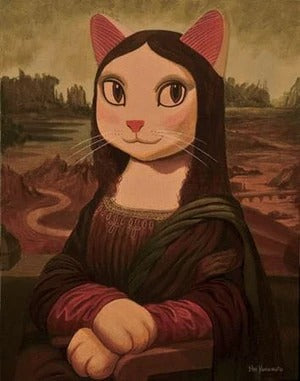 Diamond Painting Mona Lisa Kat met Ronde steentjes 80x100cm - Beste Kwaliteit