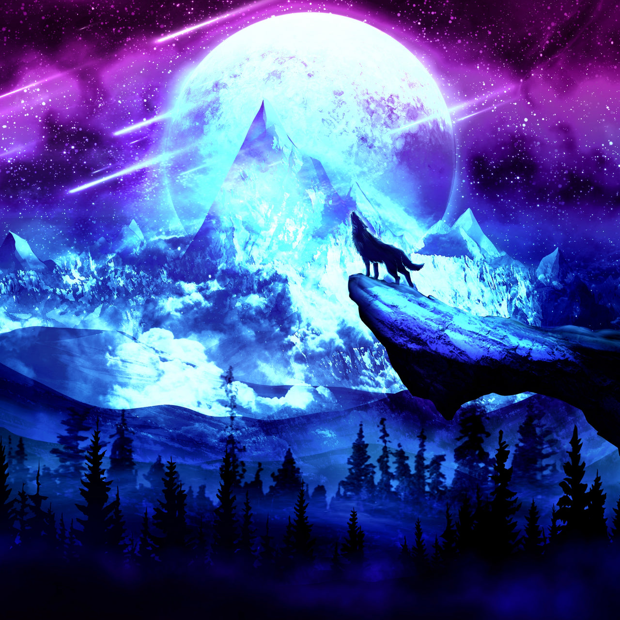 Huilende Wolf diamond painting ontwerp