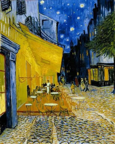 Diamond Painting Caféterras bij Nacht van Vincent Van Gogh met Ronde steentjes 100x80cm - Beste Kwaliteit