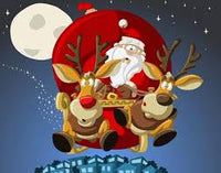Thumbnail for Diamond Painting Kerstman en rendieren met een grote zak pakjes met Ronde steentjes 80x100cm - Beste Kwaliteit