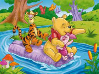 Thumbnail for Diamond Painting Winnie the Pooh Knorretje en Tijgertje op een boomstam met Ronde steentjes 80x100cm - Beste Kwaliteit