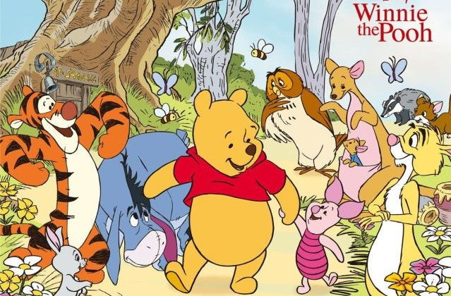 Diamond Painting Winnie the Pooh samen met alle vriendjes met Ronde steentjes 100x70cm - Beste Kwaliteit