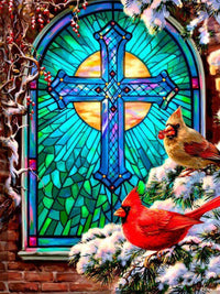 Thumbnail for Kerstraam met vogels diamond painting ontwerp