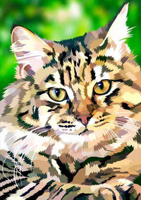 Thumbnail for Diamond Painting Kat Met Tijgerstrepen met Ronde steentjes 70x100cm - Beste Kwaliteit