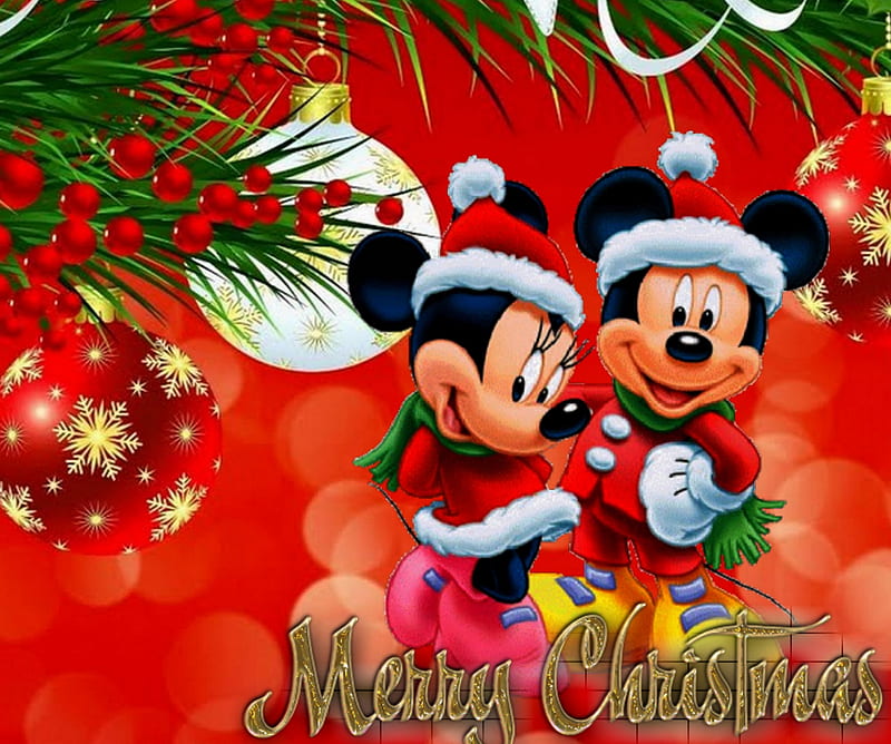 Diamond Painting Mickey en Minnie Merry Christmas met Ronde steentjes 100x80cm - Beste Kwaliteit