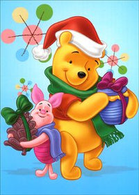 Thumbnail for Diamond Painting Pooh beer en knorretje met kerstcadeautjes met Ronde steentjes 100x100 - Beste Kwaliteit