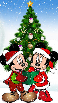 Thumbnail for Diamond Painting Mickey en Minnie Zingen met Ronde steentjes 100x55cm - Beste Kwaliteit