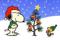 Thumbnail for Diamond Painting Snoopy bij een kleine buiten kerstboom met Ronde steentjes 100x70cm - Beste Kwaliteit