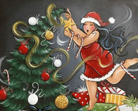 Thumbnail for Diamond Painting Vrouw met kerstboom met Ronde steentjes 100x80cm - Beste Kwaliteit