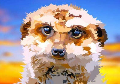 Diamond Painting De Nieuwsgierige Meerkat met Ronde steentjes 80x100cm - Beste Kwaliteit