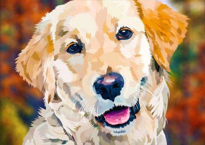 Diamond Painting Golden Retriever met Ronde steentjes 100x100 - Beste Kwaliteit