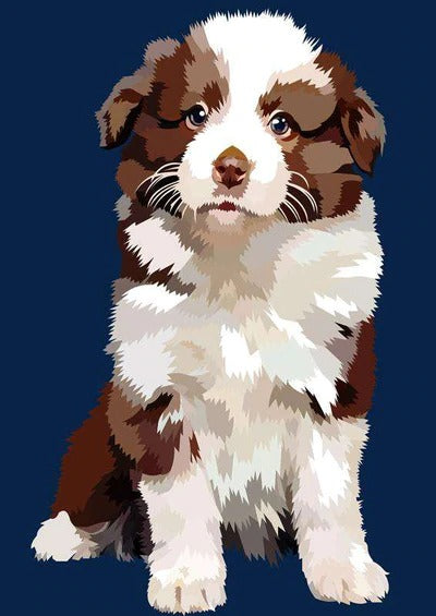 Diamond Painting Schattige Puppy met Ronde steentjes 70x100cm - Beste Kwaliteit