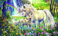 Thumbnail for Eenhoorn bij een waterval diamond painting ontwerp