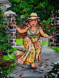 Thumbnail for Diamond Painting Dikke Dames in de tuin met Ronde steentjes 80x100cm - Beste Kwaliteit