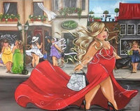 Thumbnail for Diamond Painting Dikke Dames in het rood met Ronde steentjes 80x100cm - Beste Kwaliteit