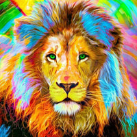 Thumbnail for Leeuw Kleurrijk diamond painting ontwerp