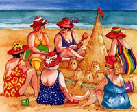 Thumbnail for Diamond Painting Dikke Dames strand met Ronde steentjes 80x100cm - Beste Kwaliteit