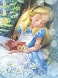 Thumbnail for Diamond Painting Slaapende Alice In Wonderland met Ronde steentjes 100x100 - Beste Kwaliteit