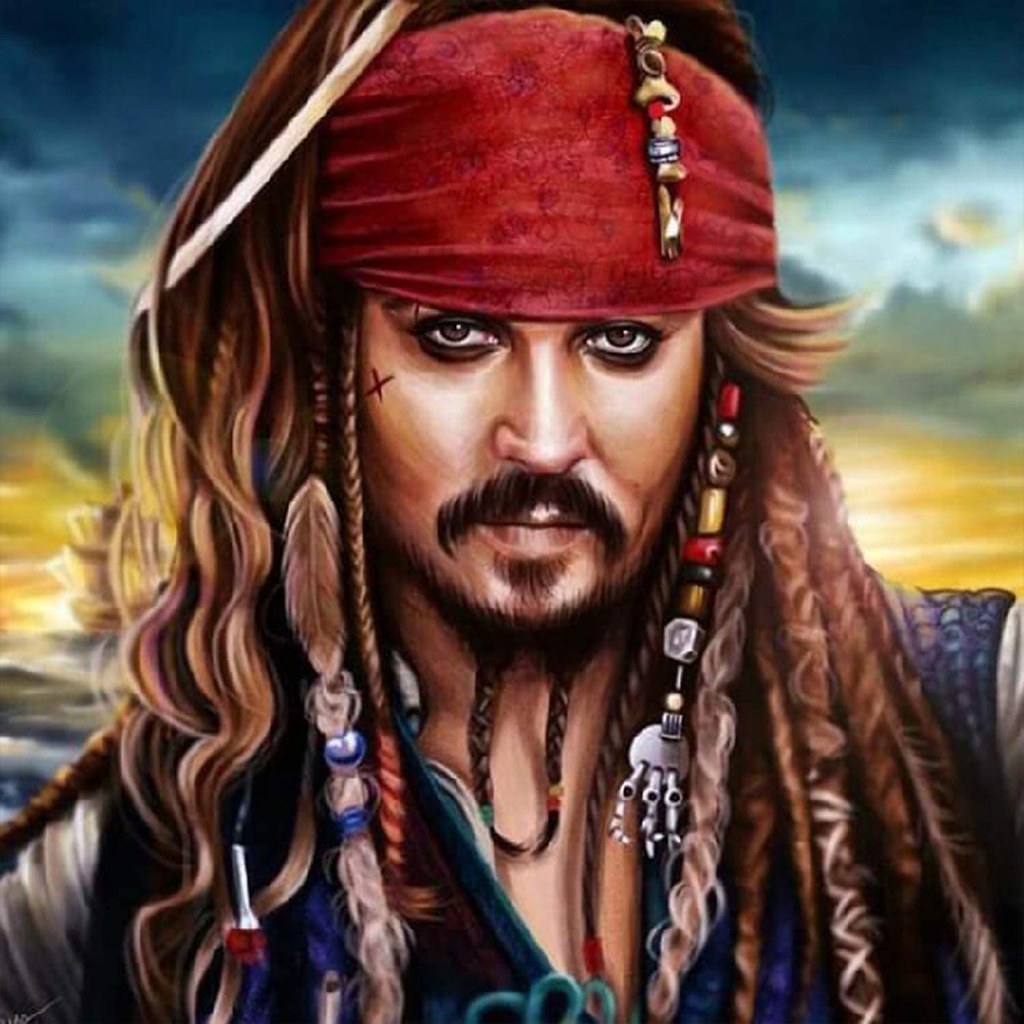 Diamond Painting Jack Sparrow portret met Ronde steentjes 100x100 - Beste Kwaliteit