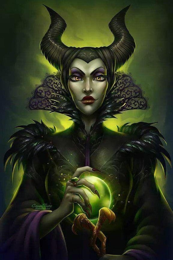 Diamond Painting Maleficent groen met Ronde steentjes 100x70cm - Beste Kwaliteit