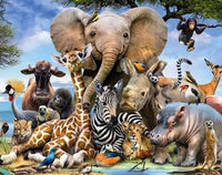 Thumbnail for Diamond Painting Dieren Paradijs met Ronde steentjes 80x100cm - Beste Kwaliteit