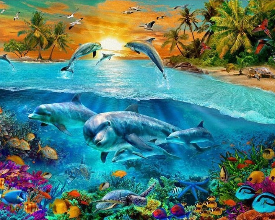 Zeedieren diamond painting ontwerp