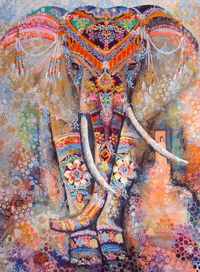 Thumbnail for Diamond Painting Glorieuze Olifant met Ronde steentjes 80x100cm - Beste Kwaliteit