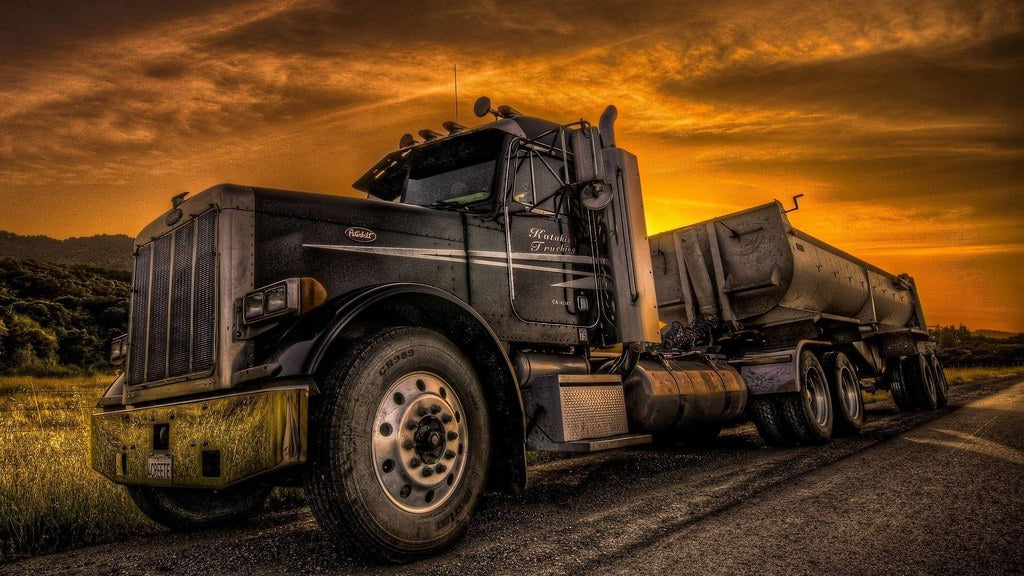 Diamond Painting Truck bij zonsondergang met Ronde steentjes 100x55cm - Beste Kwaliteit
