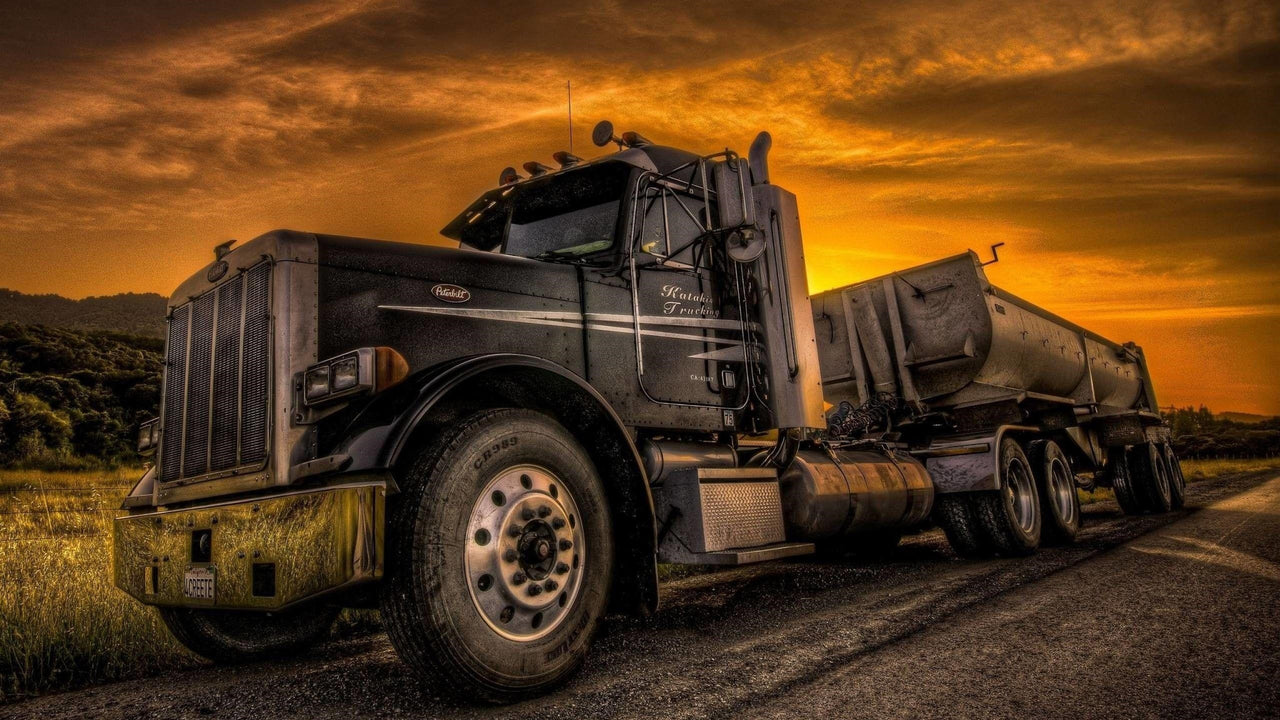 Truck bij Zonsondergang diamond painting ontwerp