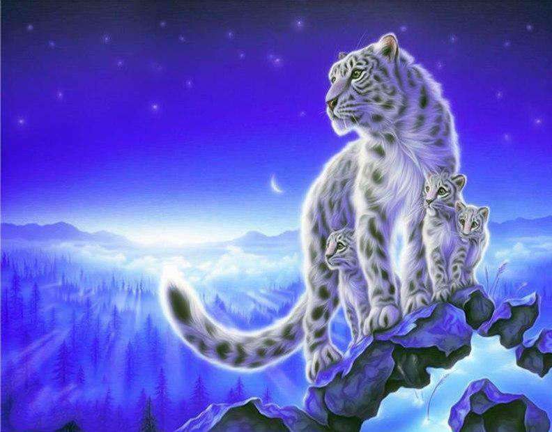 Witte tijgers op een berg diamond painting ontwerp