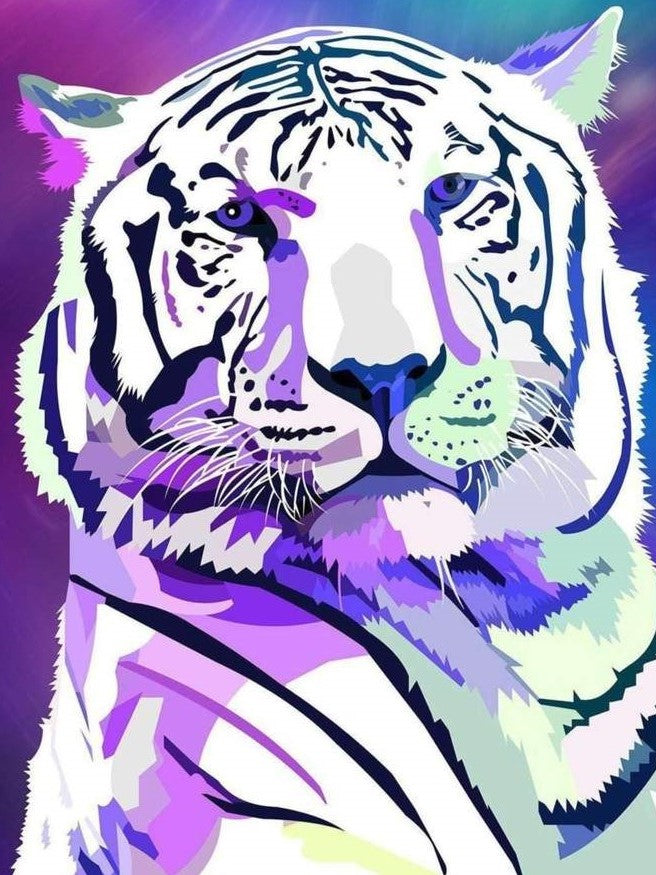 Witte tijger tekening diamond painting ontwerp