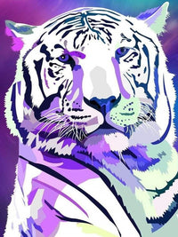 Thumbnail for Diamond Painting Witte tijger tekening met Ronde steentjes 80x100cm - Beste Kwaliteit