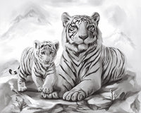 Thumbnail for Witte tijger en welp diamond painting ontwerp