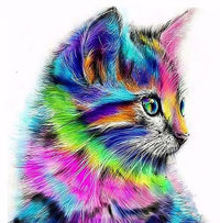 Thumbnail for Diamond Painting Kleurrijke kat met Ronde steentjes 100x100 - Beste Kwaliteit