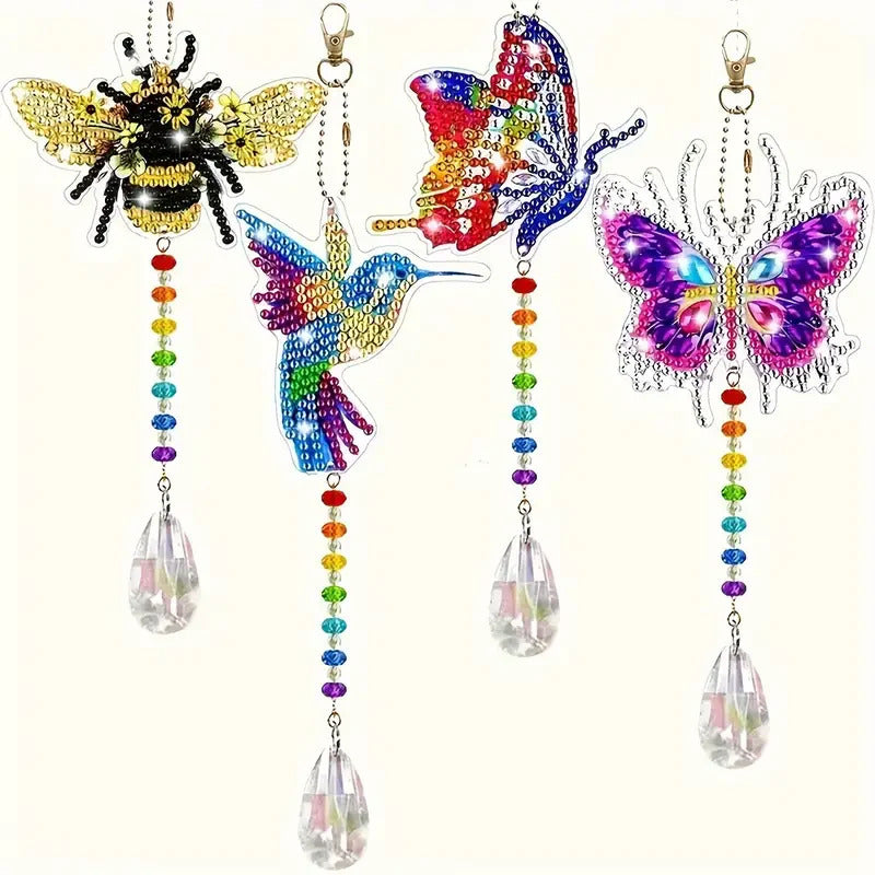 CXINLky DIY Diamond Art Painting vlinder windgong, hanger met ketting, 3D Diamond Art, raamafbeeldingen, windgong voor raam, tuin, decoratie, 2 stuks CXINLky DIY Diamond Art Painting vlinder windgong, hanger met ketting, 3D Diamond Art, raamafbeeldingen, windgong voor raam, tuin, decoratie, 2 stuks