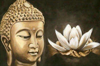 Thumbnail for Diamond Painting Boeddha Goud Lotus met Ronde steentjes 100x70cm - Beste Kwaliteit