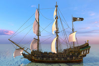 Thumbnail for Diamond Painting Zeilschip van piraten met Ronde steentjes 100x70cm - Beste Kwaliteit