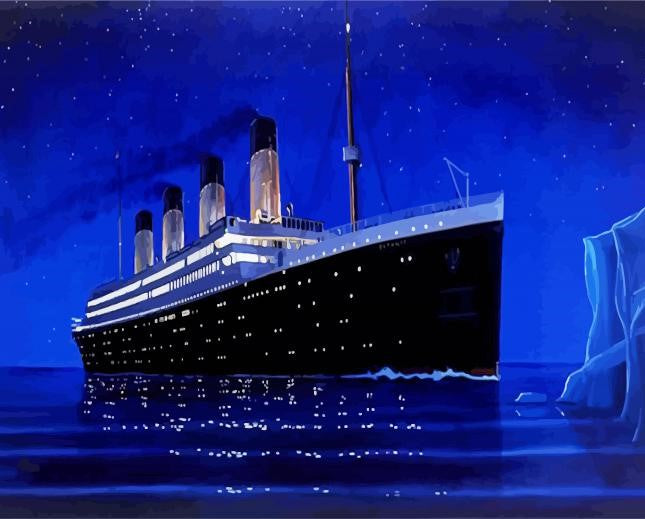 Diamond Painting Titanic in avondlicht met Ronde steentjes 100x80cm - Beste Kwaliteit